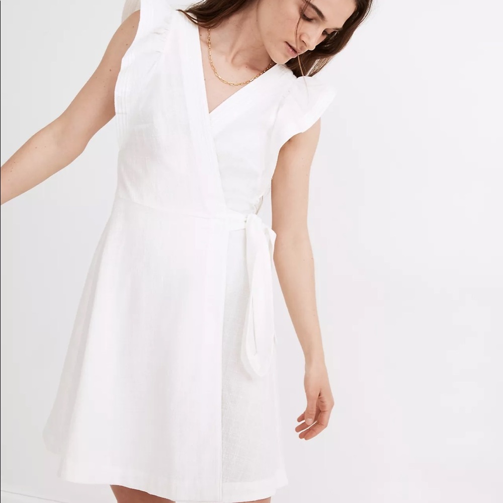 Madewell Ruffle-Sleeve Wrap Mini Dress